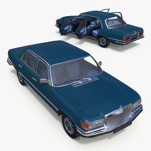 Mercedes Benz 350 SE Blue Rigged 3D