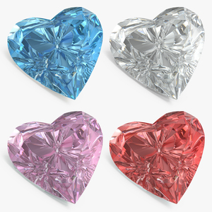 3D Diamond Hearts Set model