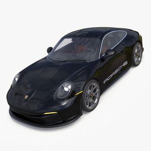 3D Sport Car Porsche 911 2024 Black Simplified model