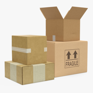 3D Cardboard Boxes Stack