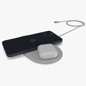 3D model Apple AirPower Wireless Charger with iPhone 14 Plus and AirPods 3