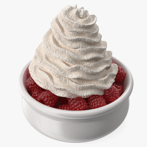 3D model Raspberries with Whipped Cream