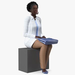 3D model Afro American Old Lady Everyday Style Sitting