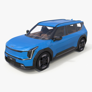 3D KIA EV9 SUV Ocean Blue Simplified model