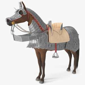 Medieval Armored Warhorse Fur 3D model