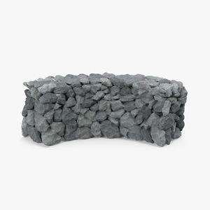 3D model Bend Grey Stone Wall