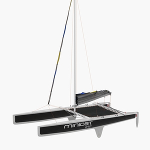 3D Small Sail Catamaran Black