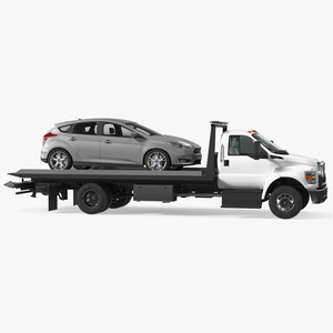Ford F650 Tow Truck with Ford Focus Rigged 3D