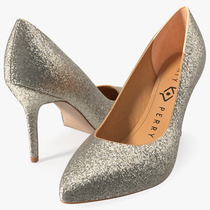 Katy Perry Gold Chunky Glitter Sissy Pumps 3D