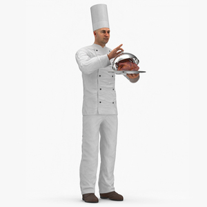 Professional Chef with Roasted Turkey 3D