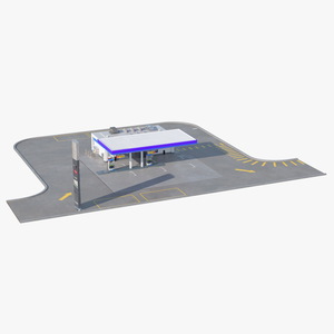 3D model Small Petrol Station Blue