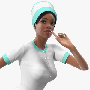 Light Skin Black Nurse Rigged 3D model