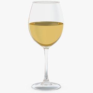 3D Full Filled White Wine Glass model