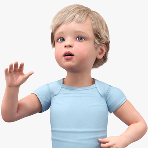 Boy Aged 1 Year in Bodysuit Rigged 3D model