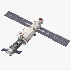 ISS Zvezda Module with Progress Spacecraft 3D