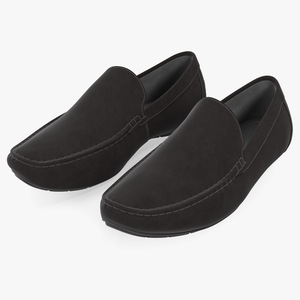 3D Black Suede Moccasins