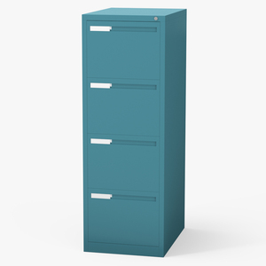 3D Filing Cabinet 4 Drawer Blue model