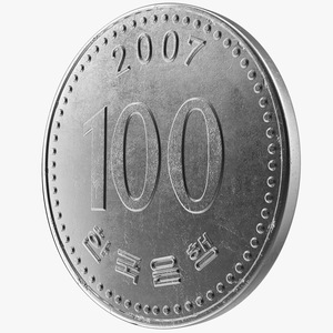 South Korea 100 Won 2007 Coin 3D model