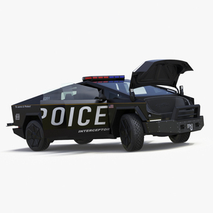 3D Tesla Cybertruck Police Car Rigged for Cinema 4D model