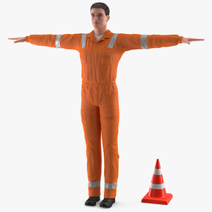 3D Road Worker T-Pose model