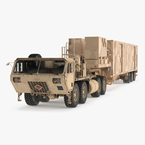 3D Military Truck with Camouflage Battery Control Center model