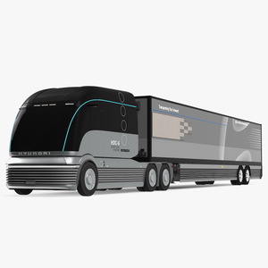 3D Hyundai HDC-6 Hydrogen Tractor and Trailer Rigged for Cinema 4D model