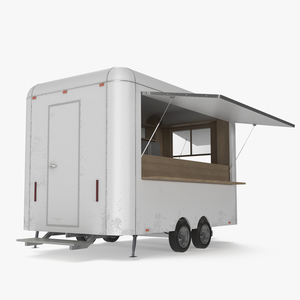 3D Mobile Food Concession Trailer White with Equipment