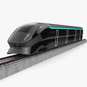 Futuristic Passenger Train on the Rails 3D model