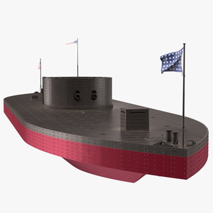 3D US Civil War Warship New Rigged