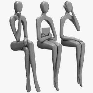 Home Decor Human Sculpture Silver Color 3D model