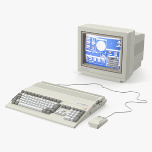 3D Commodore Amiga 500 Computer with Monitor