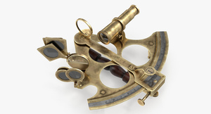 3D Antique Brass Ship Sextant