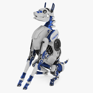 3D model Futuristic Police Robot Dog Sitting Pose