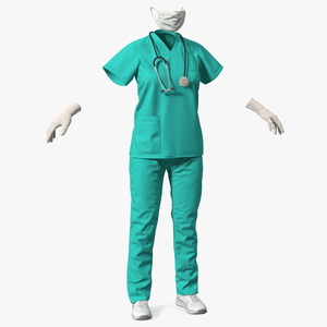 3D Green Medical Female Uniform model