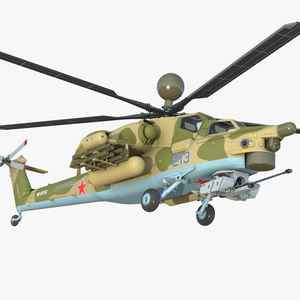 3D Attack Helicopter MI 28N Havoc with Radar Station Rigged