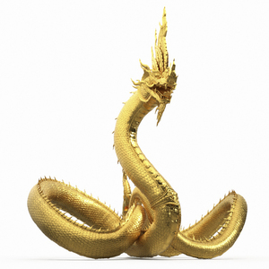 3D Thai Naga Dragon Gold Curled model