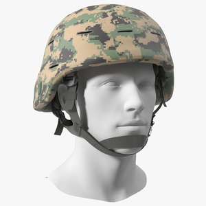 Ballistic Helmet Green Camo 3D