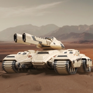 Sci Fi Artillery Battle Tank Sand Color 3D model