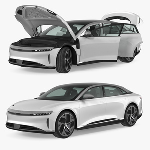 Electric Luxury Sedan Lucid Air Rigged for Cinema 4D 3D