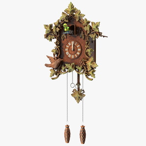 Colored Wooden Cuckoo Clock 3D