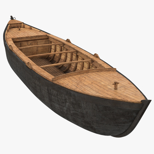 3D model Large Wooden Freight Boat