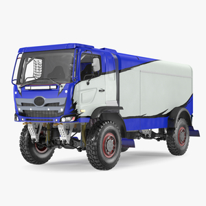 Race Truck Dakar Lights On Blue Simple Interior 3D