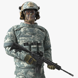 3D model Soldier in Grey Tactical Gear Fur Rigged