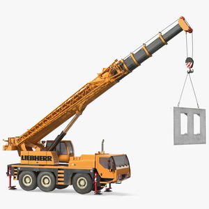 3D Compact Crane Liebherr with Concrete Wall Rigged model