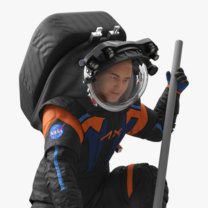 3D Next Gen NASA Axiom Spacesuit on Astronaut Crawling Pose