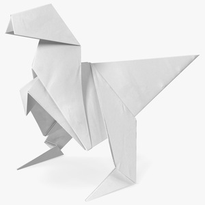 White Origami Dinosaur 3D