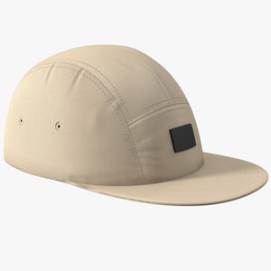 Strapback 5 Panel Cap Khaki 3D