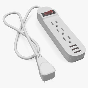 Mini Power Strip with 3 USB Charging Ports 3D