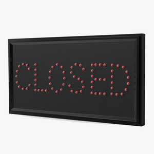 3D Red LED Light Business Sign Closed OFF model