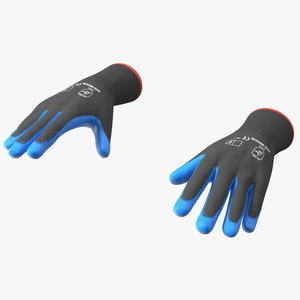 3D model Safety Work Gloves Gray Blue Rigged